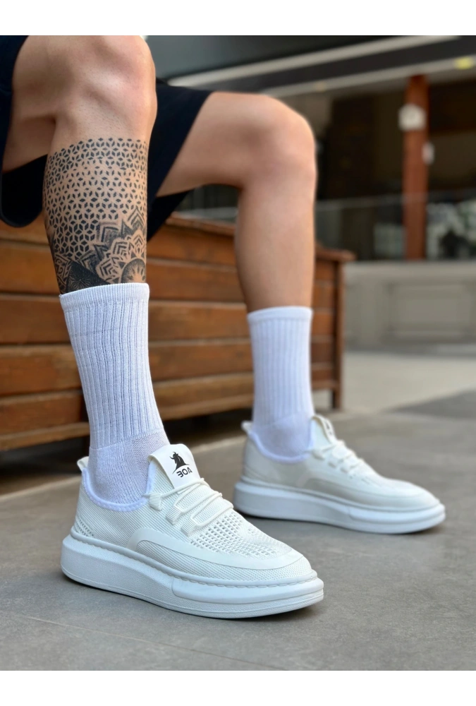 Shoecide Sb0375 Özel Örme Triko Tarz Beyaz Taban Spor Ayakkabı