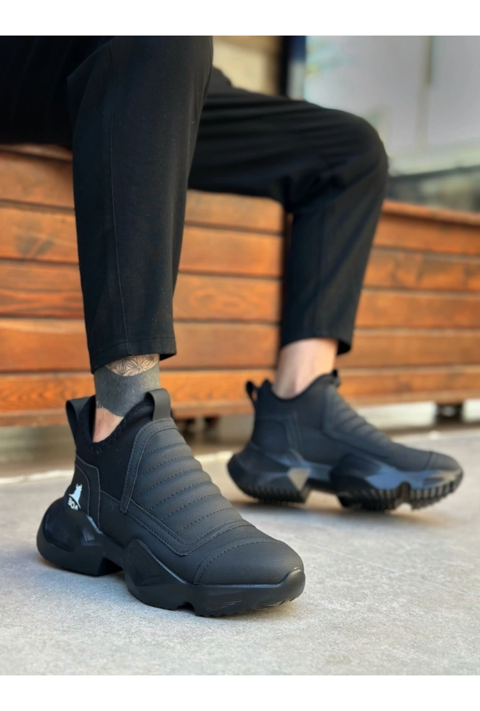 Shoecide Sb0401 Bağcıksız Rahat Yüksek Taban Erkek Spor Yarım Bilek Bot