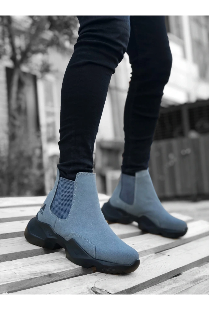 Shoecide Sb0444 Bağcıksız Rahat Yüksek Taban Füme Erkek Spor Yarım Bilek Bot