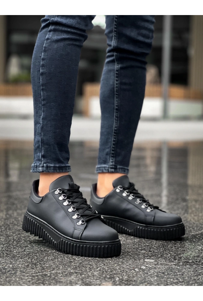 Shoecide Sb0505 Çengel Bağcıklı Siyah Tabanlı Günlük Ayakkabı