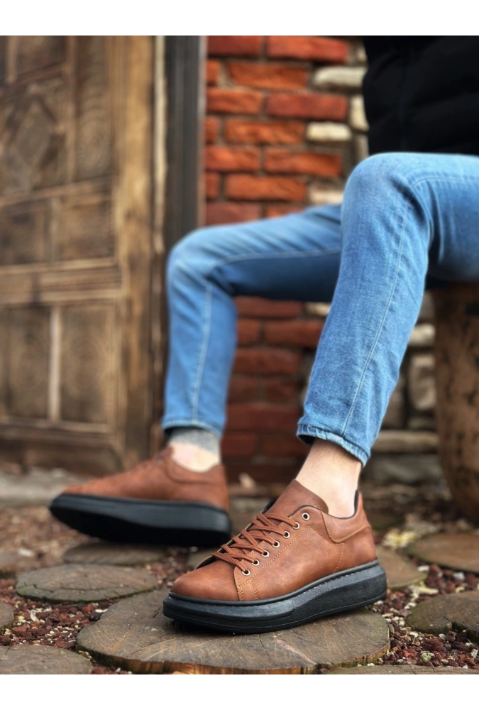 Shoecide Sb0547 Boa Kalın Yüksek Taban Taba Siyah Bağcıklı Spor Erkek Ayakkabı