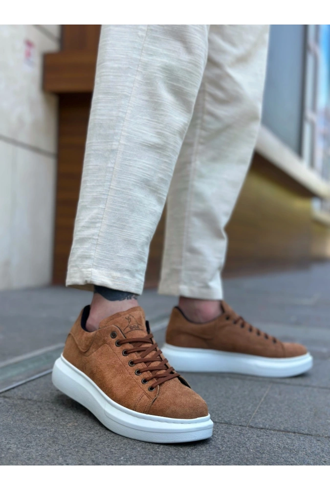 Shoecide Sb0547 Boa Kalın Yüksek Taban Taba Süet Bağcıklı Spor Erkek Ayakkabı