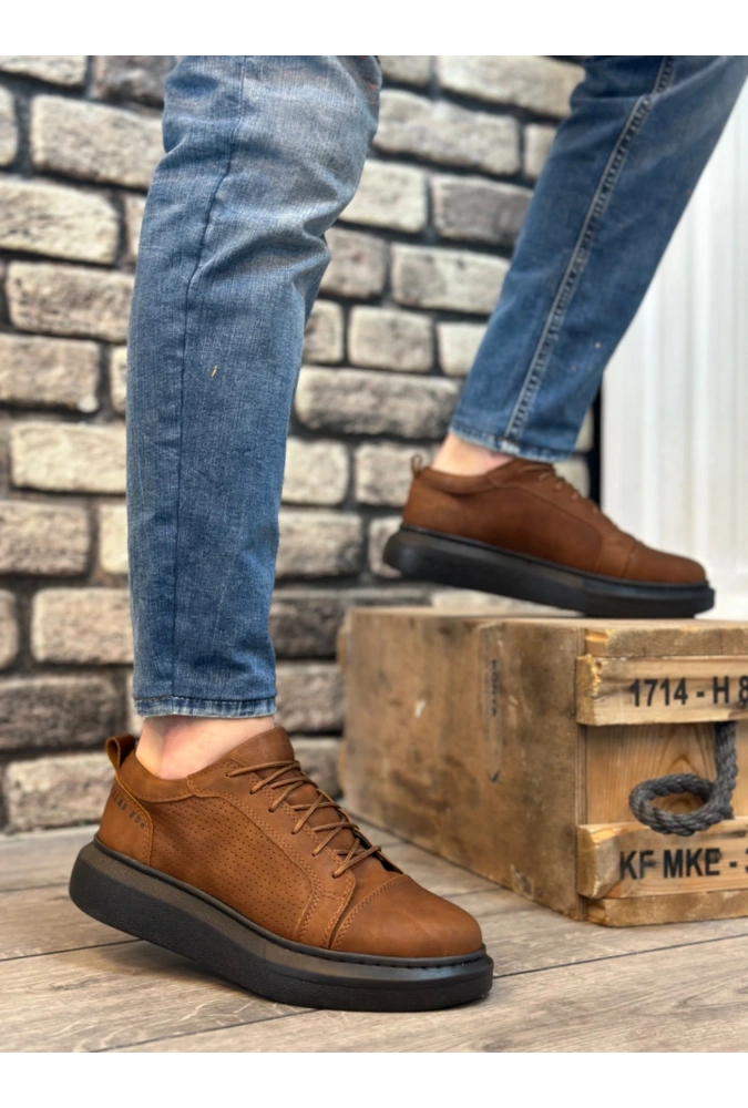 Shoecide Sb0548 Boa Kalın Yüksek Taban Taba Siyah Bağcıklı Spor Erkek Ayakkabı