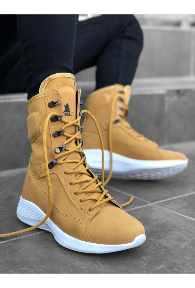 Shoecide Sb0600 Bağcıklı Camel Sarı Boksör Unisex Spor Postal Bot