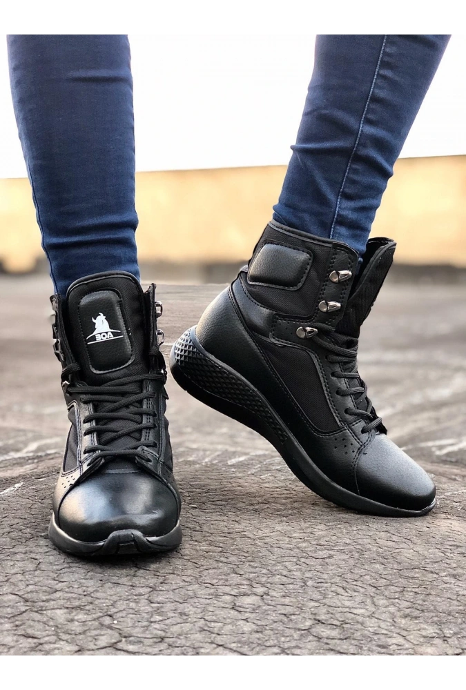 Shoecide Sb0600 Bağcıklı Siyah,st Boksör Unisex Spor Postal Bot