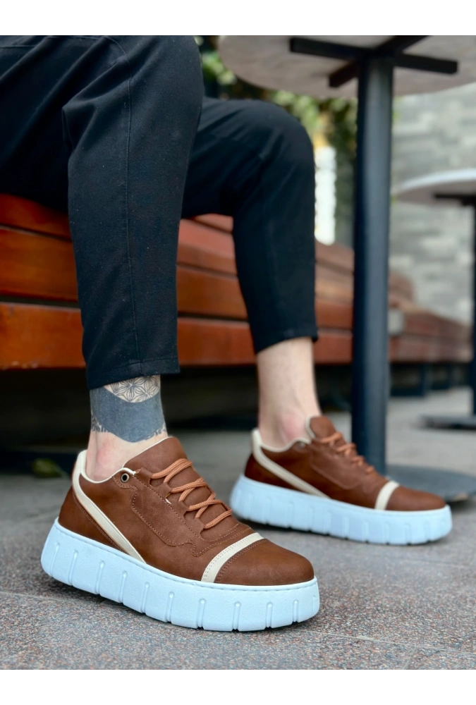 Shoecide Sb0666 Boa Taba Yüksek Taban Erkek Günlük Ayakkabı