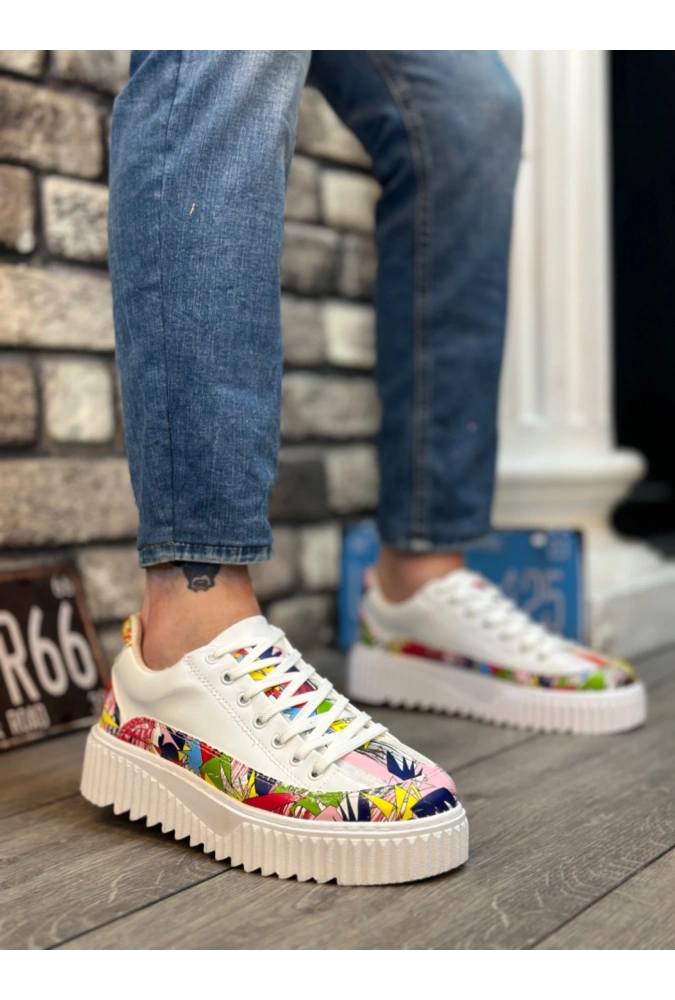 Shoecide Sb0801 Boa Yüksek Taban Renk Desenli Erkek Spor Ayakkabı