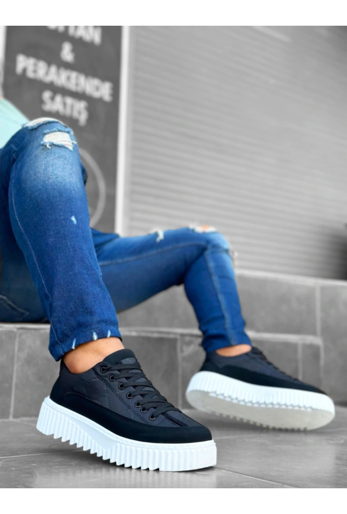 Shoecide Sb0801 Boa Yüksek Taban Siyah Paraşüt Kumaş Cilt Detaylı Erkek Ayakkabı