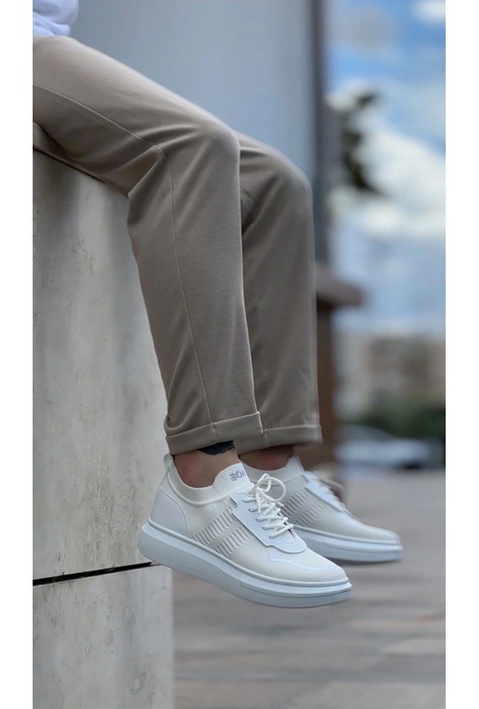 Shoecide Sb0812 Özel Örme Triko Tarz Beyaz Renk Spor Ayakkabı