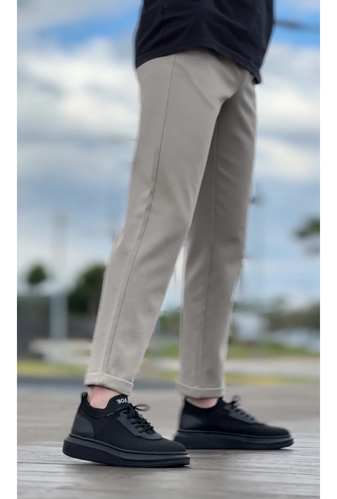 Shoecide Sb0812 Özel Örme Triko Tarz Siyah Renk Siyah Taban Spor Ayakkabı