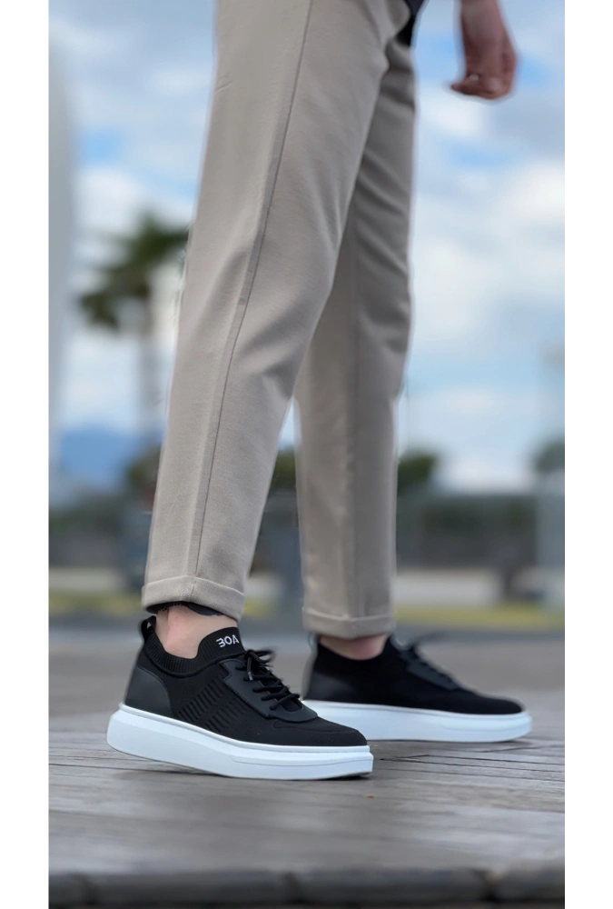 Shoecide Sb0812 Özel Örme Triko Tarz Siyah Renk Spor Ayakkabı