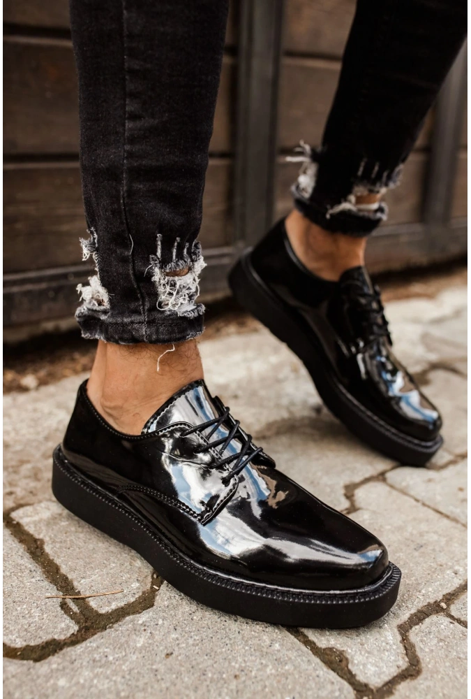 Shoecide Sho001 Bağcıklı Rugan Rst Classic Lace Erkek Klasik Ayakkabı Sıyah