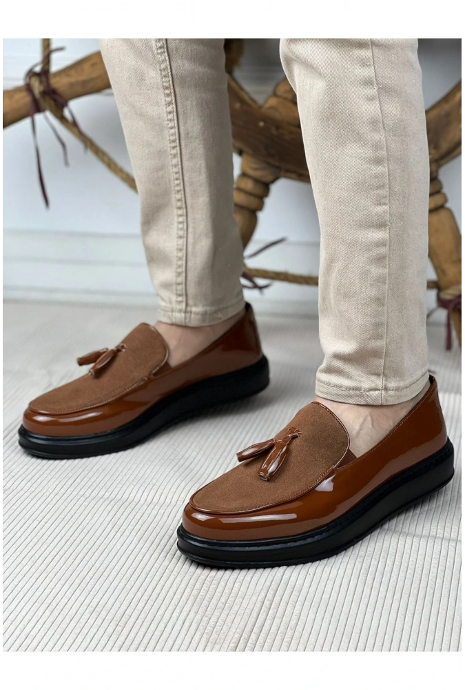 Shoecide Sho002 - Rst Loafer Verniciata Erkek Ayakkabı Kahve