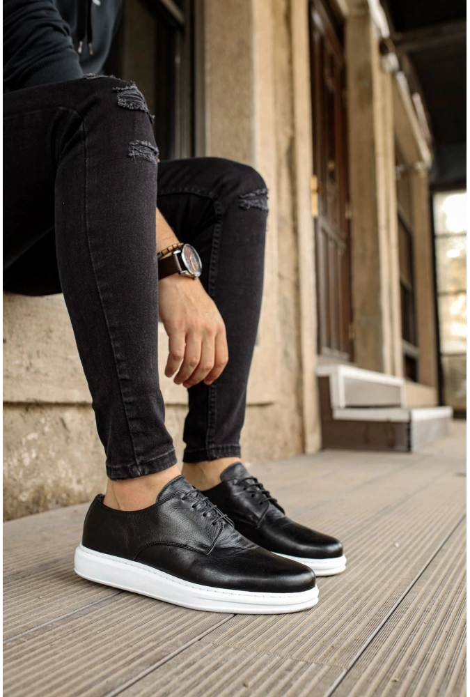 Shoecide Sho003 Bağcıklı Rahat Taban Dbt Classica Pelle Di Cuoio Erkek Klasik Ayakkabı Sıyah