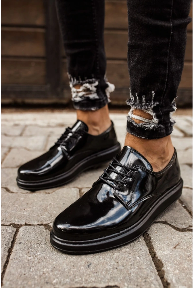 Shoecide Sho003 Bağcıklı Rahat Taban Rst Pelle Verniciata Classica Erkek Klasik Ayakkabı Sıyah