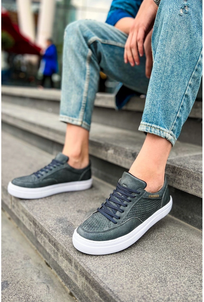 Shoecide Sho015 Bağcıklı Yüksek Taban Delikli Desen Cbt First Edition Erkek Ayakkabı Antrasıt