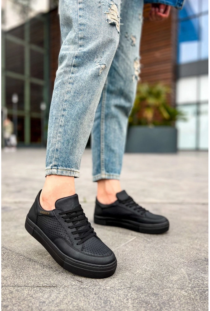 Shoecide Sho015 Bağcıklı Yüksek Taban Delikli Desen Cst First Edition Erkek Ayakkabı Sıyah