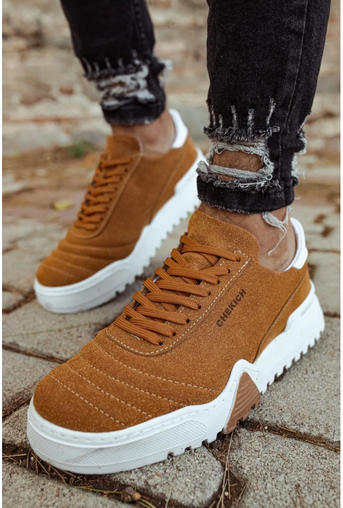 Shoecide Sho037 Bağcıklı Tasarım Taban Sbt Erkek Ayakkabı Taba/beyaz