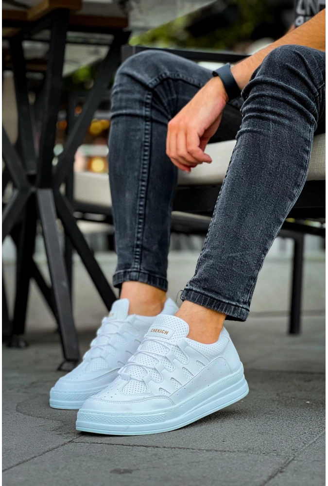 Shoecide Sho040 Bağcıklı Yüksek Taban Cbt C-rey Erkek Ayakkabı Beyaz