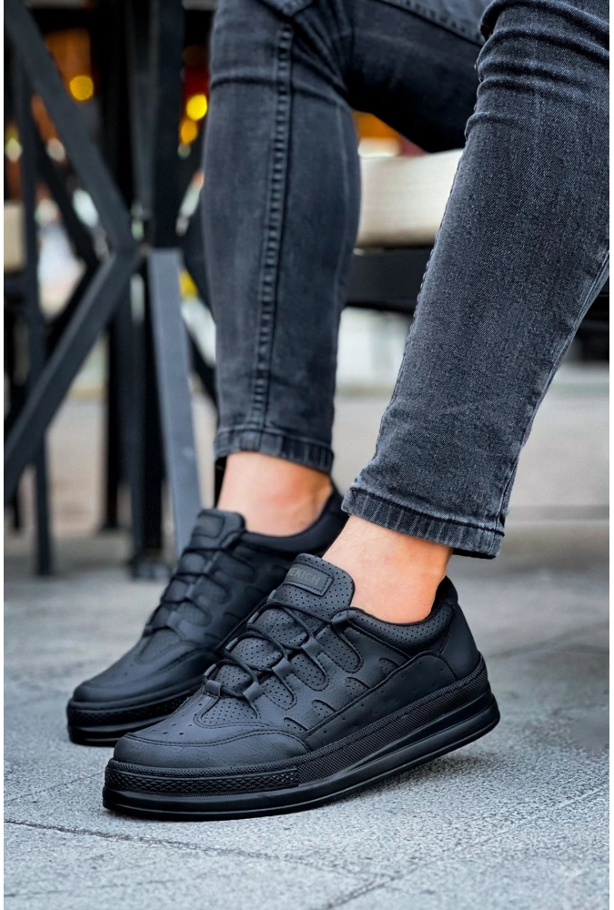 Shoecide Sho040 Bağcıklı Yüksek Taban Cst C-rey Erkek Ayakkabı Sıyah