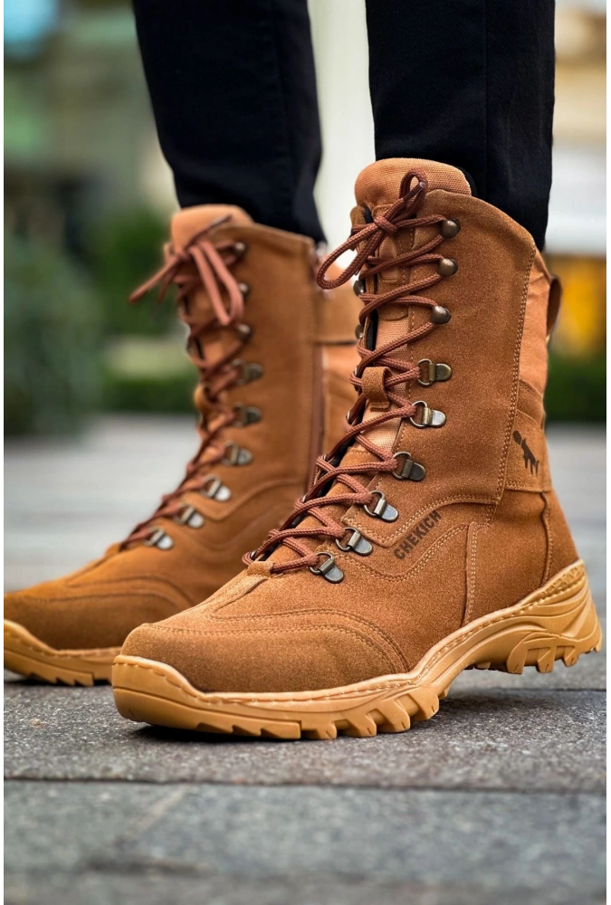 Shoecide Sho051 Bağcıklı Kalın Taban Stb Scalatore Erkek Postal Boksör Bot Taba