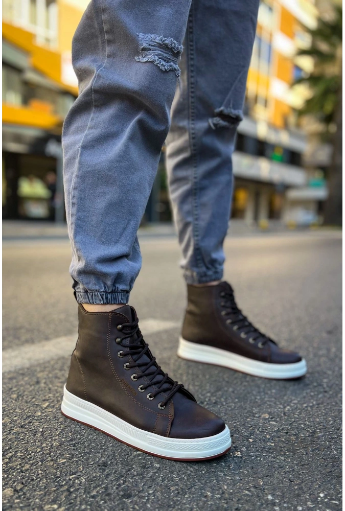 Shoecide Sho055 Bağcıklı Yüksek Taban Cbt Between Erkek Spor Bot Kahve
