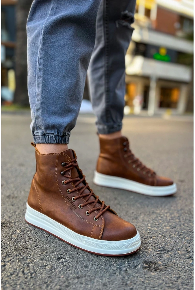 Shoecide Sho055 Bağcıklı Yüksek Taban Cbt Between Erkek Spor Bot Taba