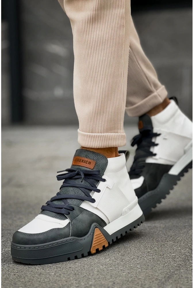 Shoecide Sho057 Bağcıklı Tasarım Taban Gabt Ghost Line Erkek Spor Bot Antrasıt