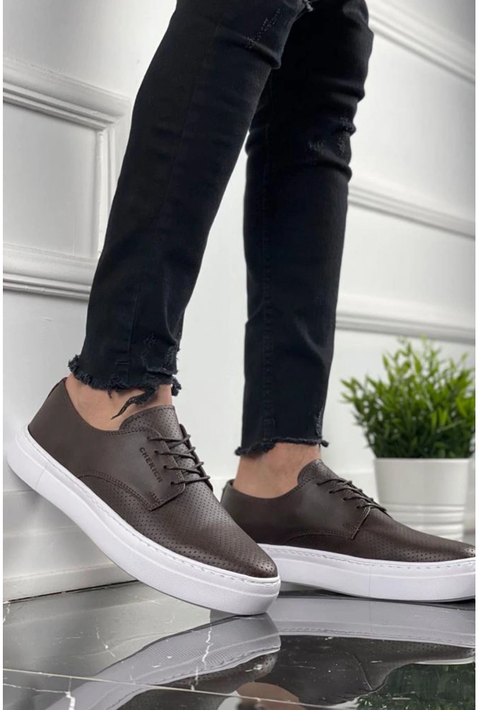 Shoecide Sho061 Bağcıklı Delikli Desen Cbt Rex Erkek Spor Klasik Ayakkabı Kahve
