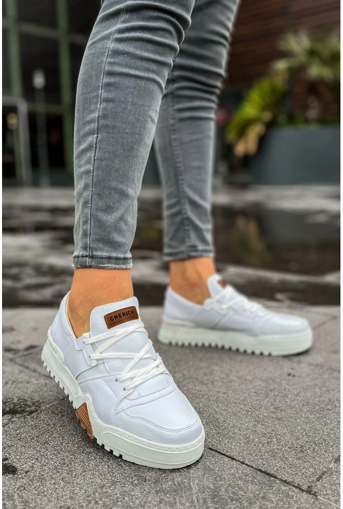 Shoecide Sho067 Bağcıklı Kalın Tasarım Taban Gbt Warrem Erkek Ayakkabı Beyaz / Beyaz