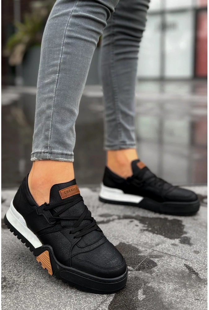 Shoecide Sho067 Bağcıklı Kalın Tasarım Taban Gbt Warrem Erkek Ayakkabı Sıyah/sıyah