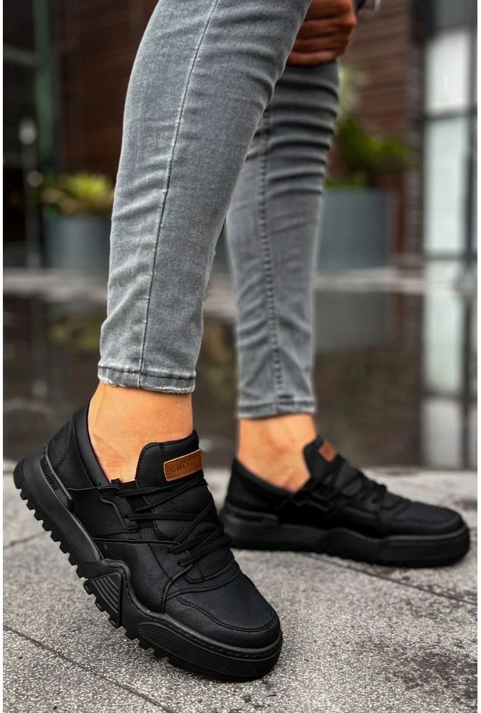 Shoecide Sho067 Bağcıklı Kalın Tasarım Taban Gst Warrem Erkek Ayakkabı Sıyah/sıyah