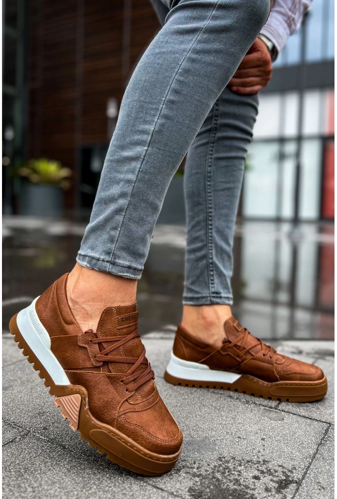 Shoecide Sho067 Bağcıklı Kalın Tasarım Taban Gtb Warrem Erkek Ayakkabı Taba