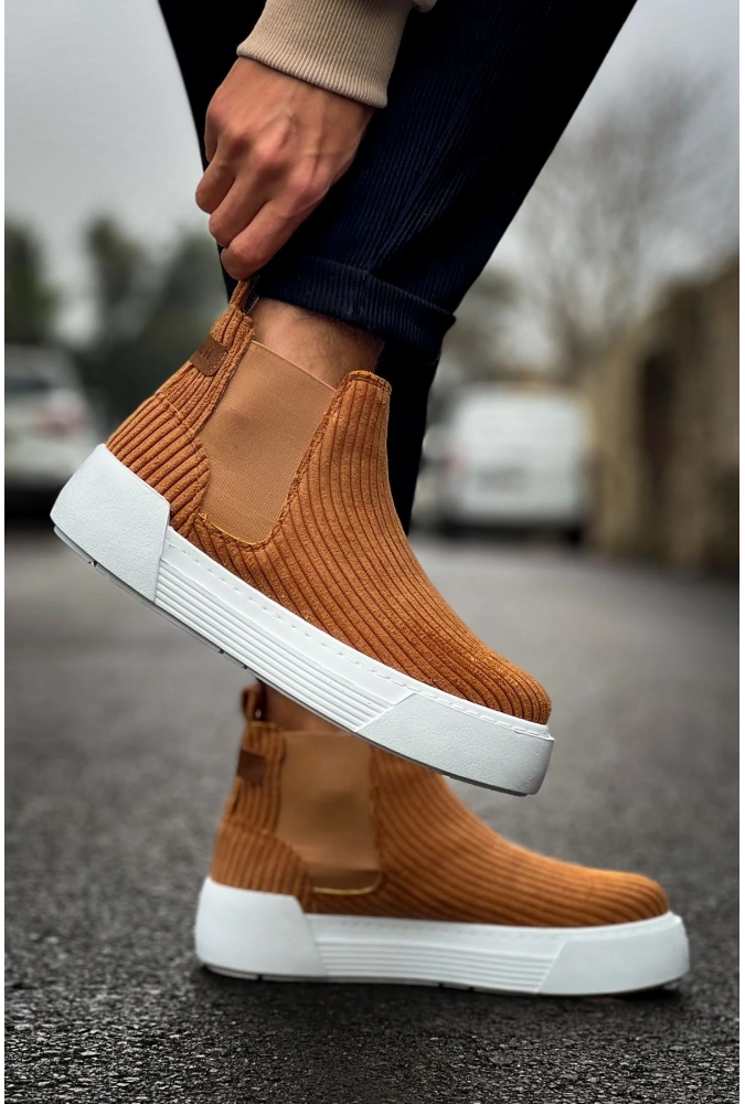 Shoecide Sho069 Bağcıksız Lastikli Chelsea Krt Harmany Erkek Bot Taba