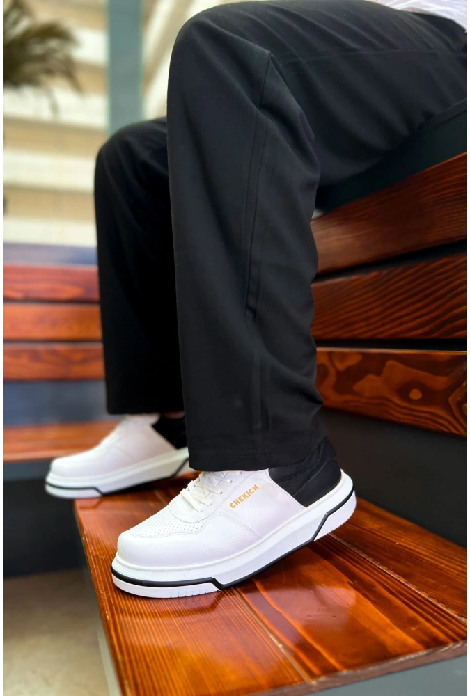 Shoecide Sho075 Bağcıklı Yüksek Taban Cbt Signature Erkek Ayakkabı Beyaz/sıyah