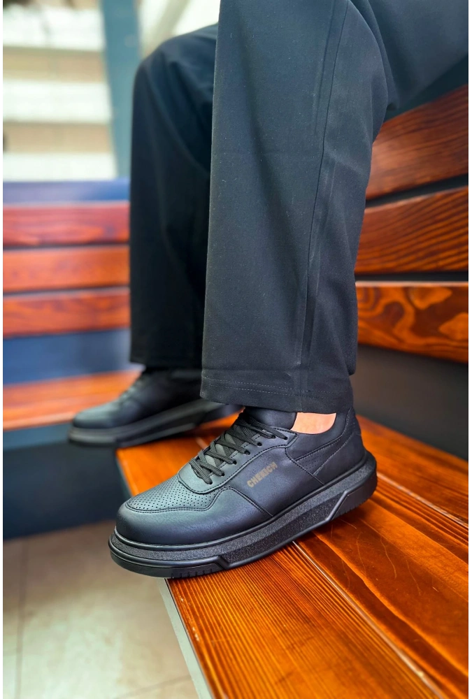 Shoecide Sho075 Bağcıklı Yüksek Taban Cst Signature Erkek Ayakkabı Sıyah