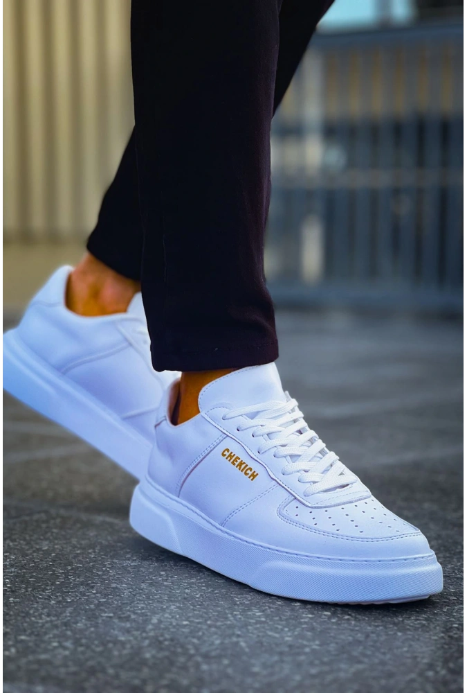 Shoecide Sho087 Bağcıklı Yüksek Taban Cbt Kenton Erkek Ayakkabı Beyaz / Beyaz