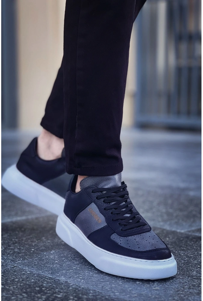 Shoecide Sho087 Bağcıklı Yüksek Taban Cbt Kenton Erkek Ayakkabı Sıyah / Antrasıt