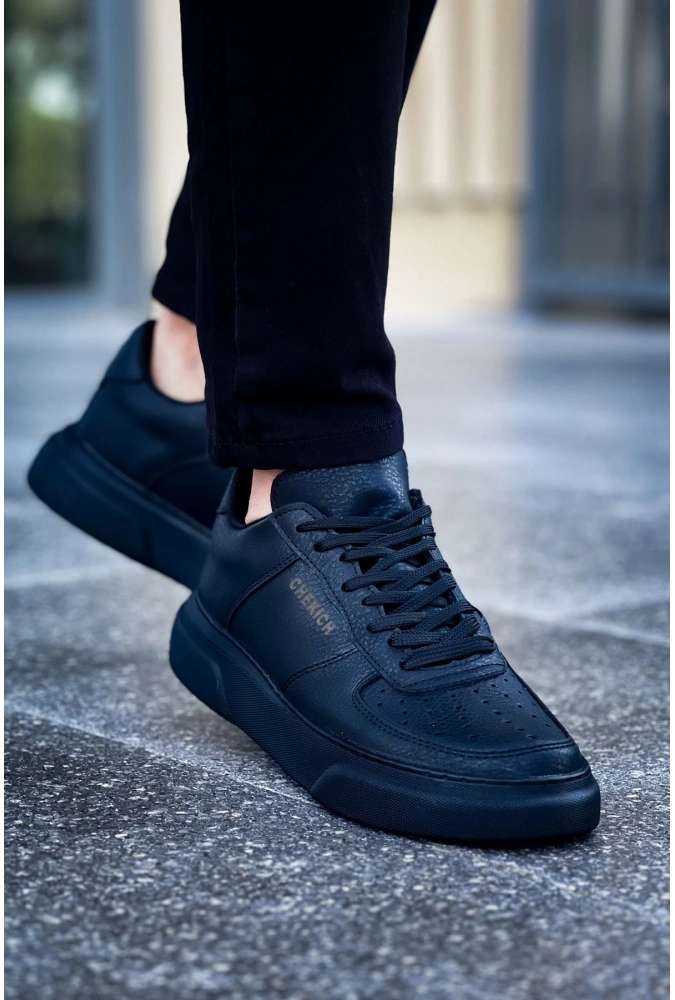 Shoecide Sho087 Bağcıklı Yüksek Taban Cst Kenton Erkek Ayakkabı Sıyah/sıyah