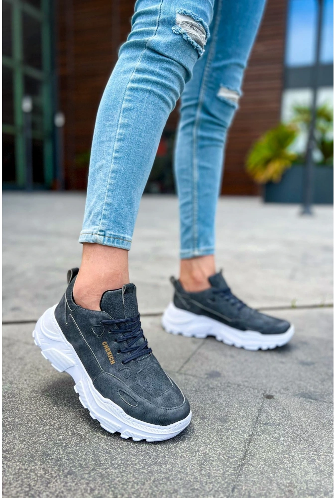 Shoecide Sho089 Cbt Low Top Bağcıklı Kalın Taban Erkek Ayakkabı Antrasıt