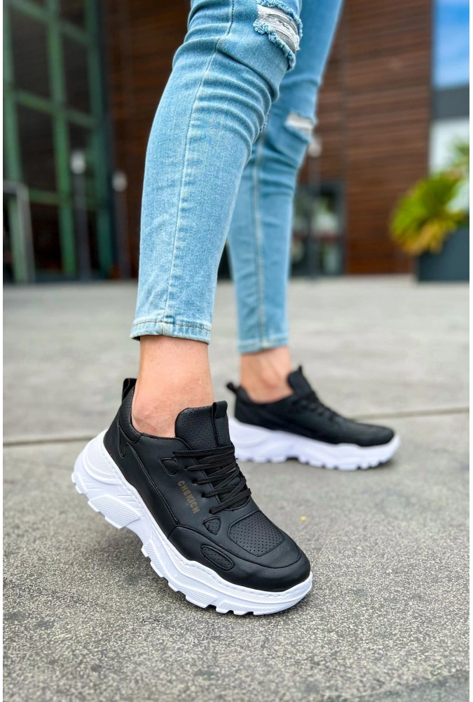 Shoecide Sho089 Cbt Low Top Bağcıklı Kalın Taban Erkek Ayakkabı Sıyah