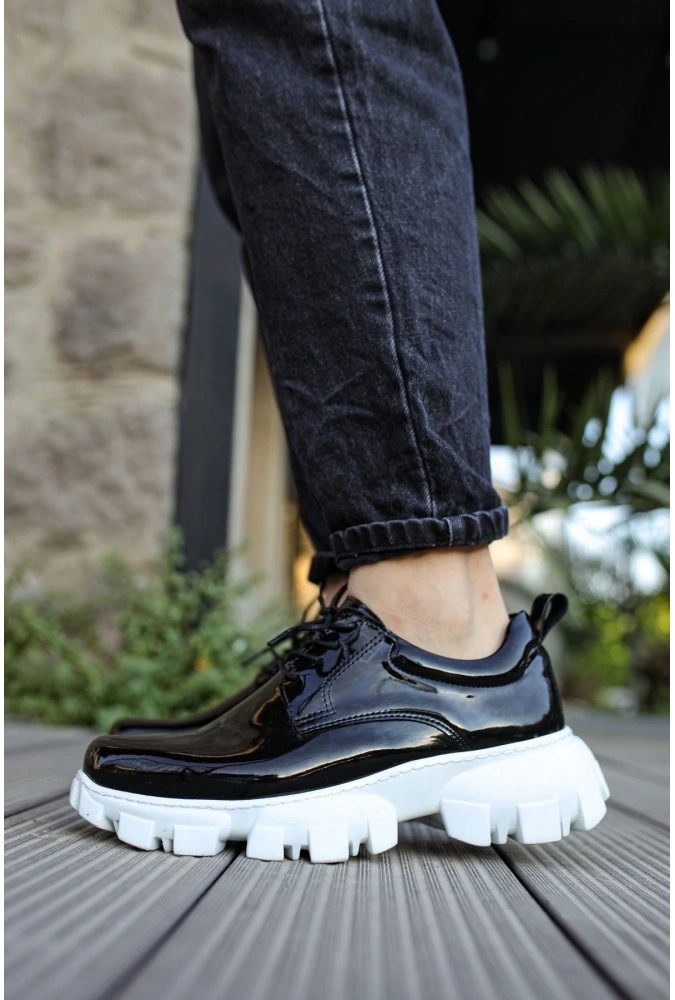 Shoecide Sho093 Bağcıklı Kalın Tırtıklı Taban Rbt Castle Erkek Ayakkabı Sıyah