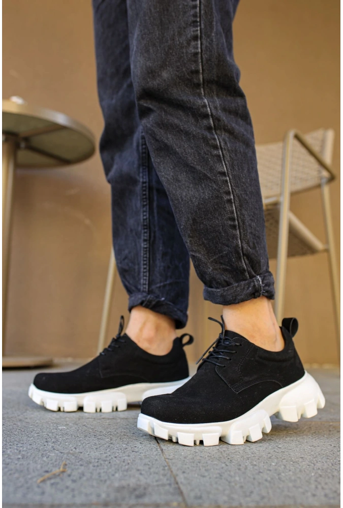 Shoecide Sho093 Bağcıklı Kalın Tırtıklı Taban Sbt Castle Erkek Ayakkabı Sıyah