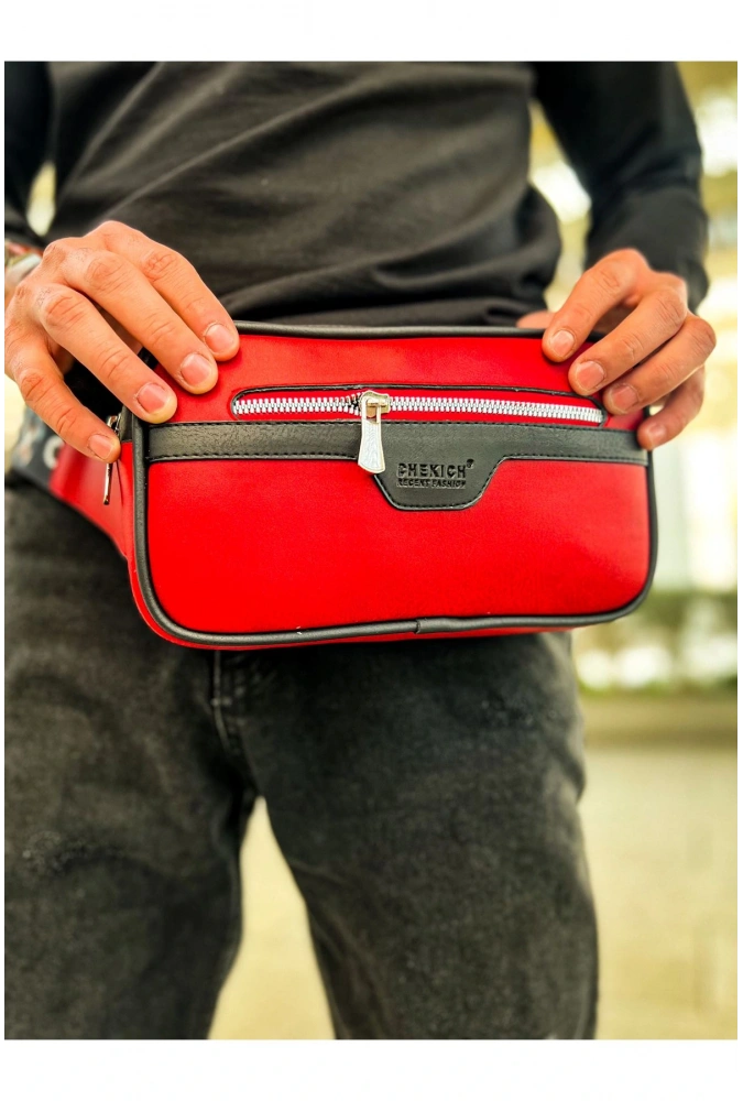 Shoecide Sho101 Poani Tablet Erkek Çanta Sıyah - Kırmızı