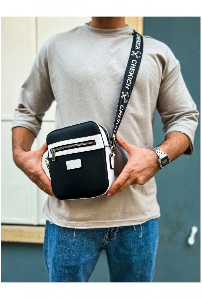 Shoecide Sho102 Stealht Kare Erkek Çanta Sıyah/beyaz