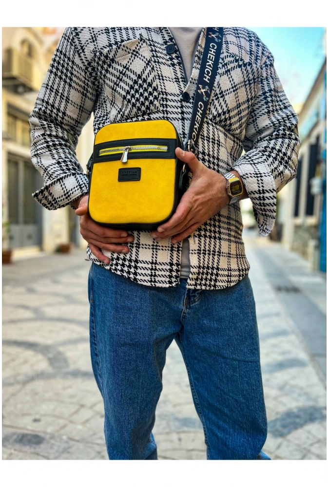 Shoecide Sho102 Stealht Kare Erkek Çanta Sıyah - Sarı
