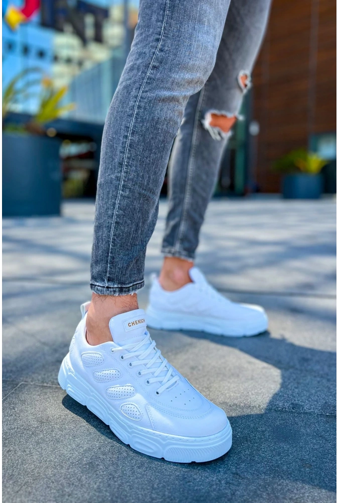 Shoecide Sho105 Bağcıklı Yüksek Taban Cbt Cronus Erkek Ayakkabı Beyaz