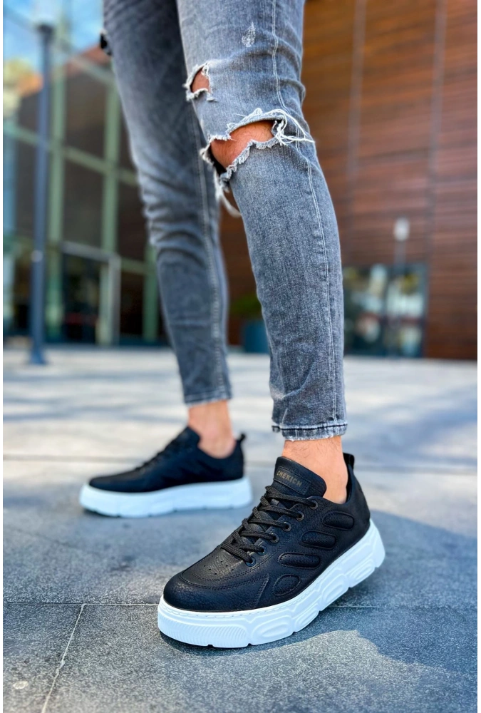 Shoecide Sho105 Bağcıklı Yüksek Taban Cbt Cronus Erkek Ayakkabı Sıyah