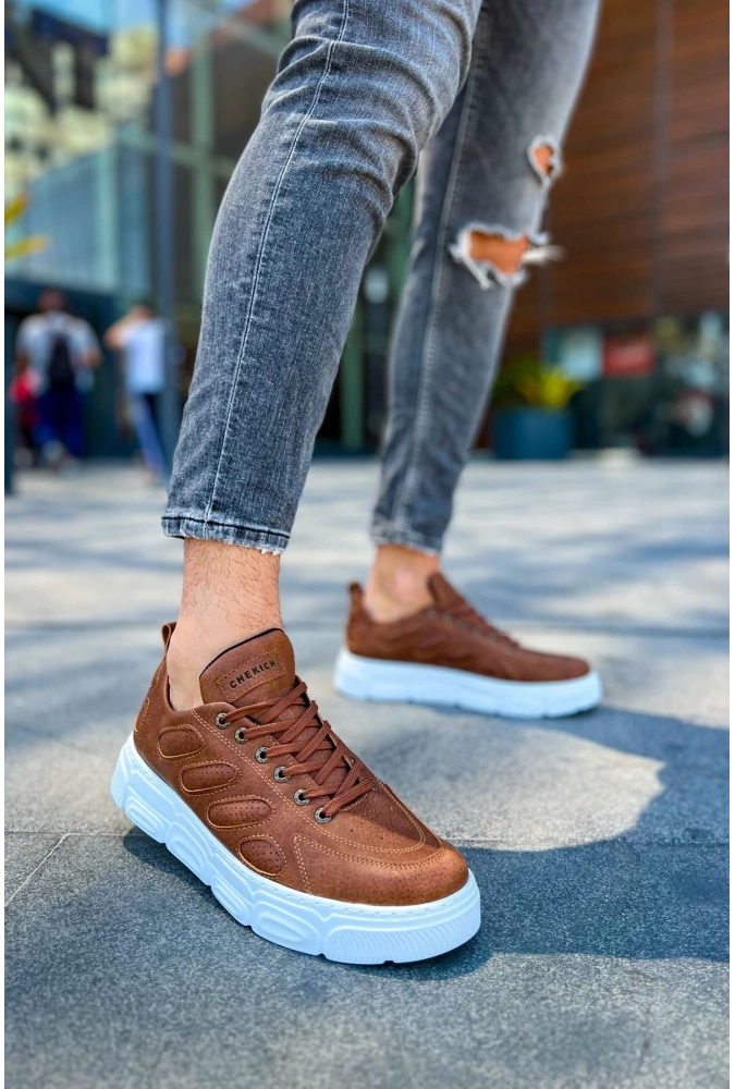 Shoecide Sho105 Bağcıklı Yüksek Taban Cbt Cronus Erkek Ayakkabı Taba