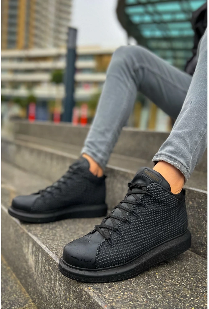 Shoecide Sho111 Bağcıklı Özel Tasarım Gst Milano Erkek Bot Sıyah/sıyah